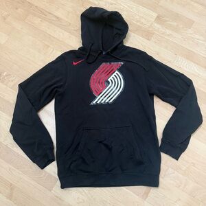 Nike Black and Red Hoodie with Trail Blazers Logo size Small